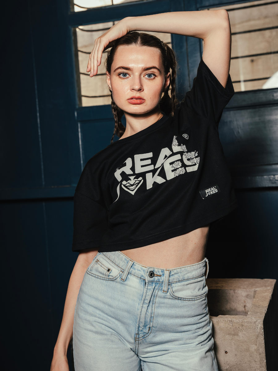 DOODS CROPTOP - BLACK